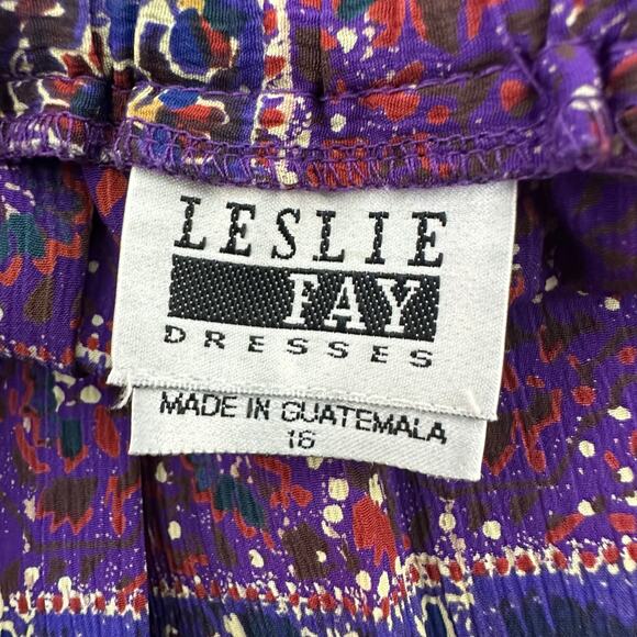 Vintage Leslie Fay Pleated Midi Skirt Size 16 Purple Blue Bohemian Fall Holiday - Picture 4 of 4